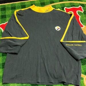 Reebok NFL Pittsburgh Steelers Embroidered Long Sleeve Mock Neck T-shirt Size L